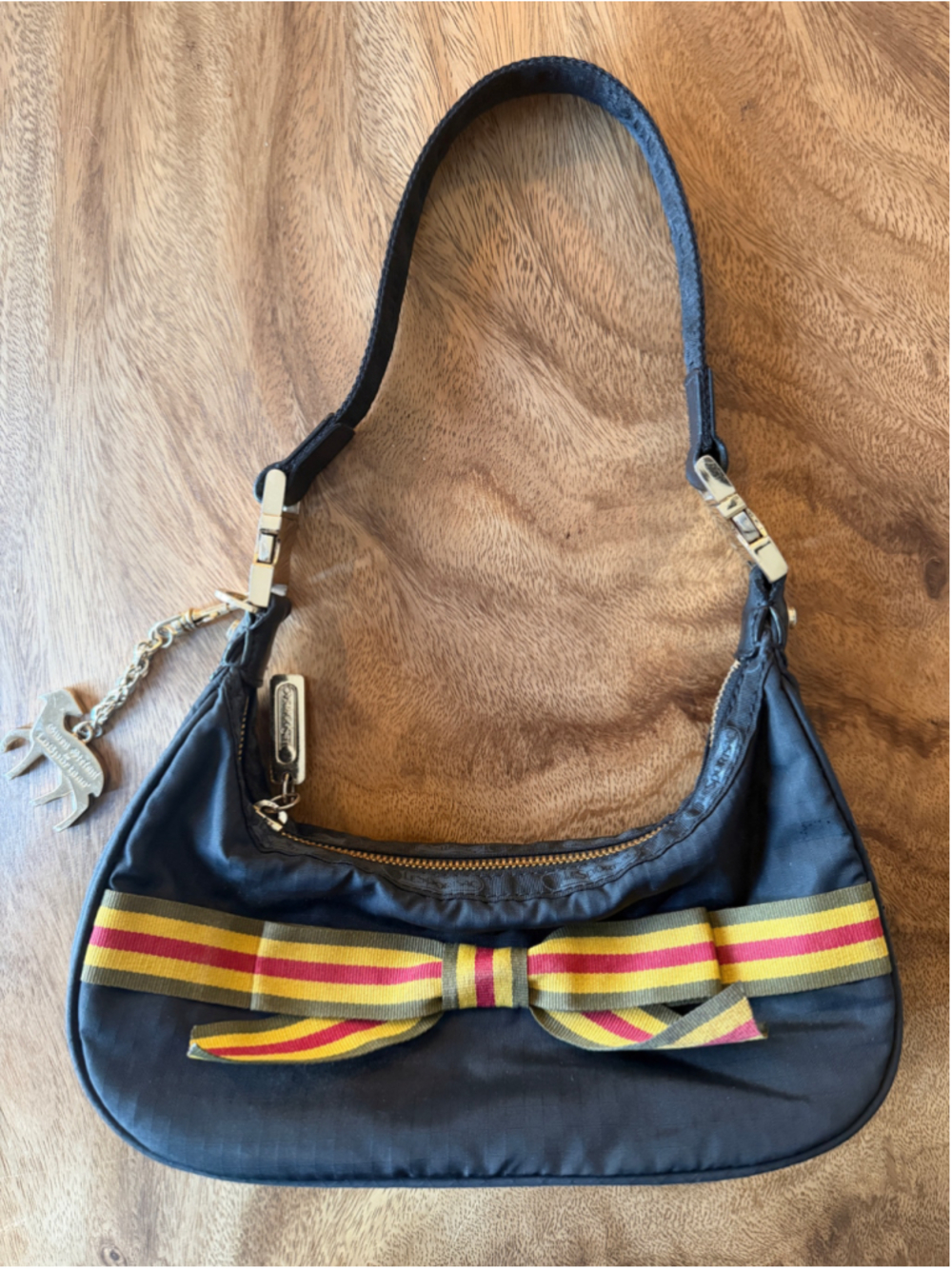Gwen Stefani LAMB for LeSportsac Vintage Rasta Bow Shoulder Bag Black Nylon